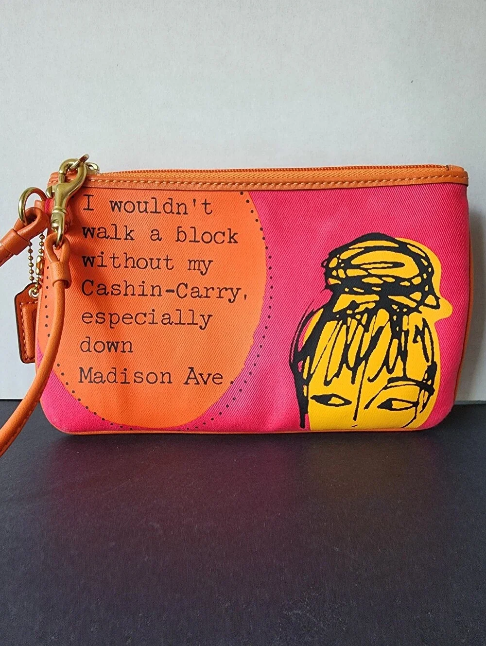 Coach Bonnie Cashin Kisslock Wristlet, Orange & Pink, EUC, 2008